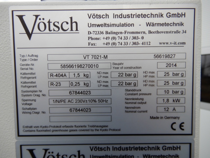 Vötsch VT 7021 Temperaturprüfschrank -70°C bis +180°C Temperature Test Chamber PT-043