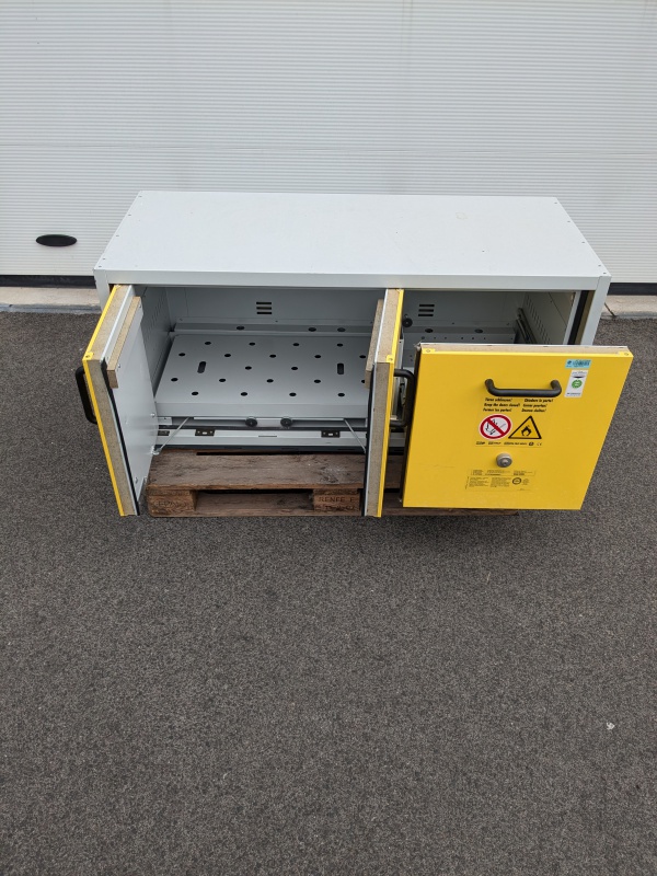 defekter Gefahrstoff Abzugsunterschrank Düperthal FWF90 Model 2-137000 Chemikalienschrank defekt