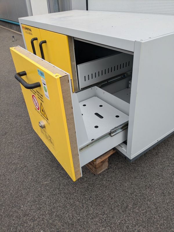 defekter Gefahrstoff Abzugsunterschrank Düperthal FWF90 Model 2-137000 Chemikalienschrank defekt