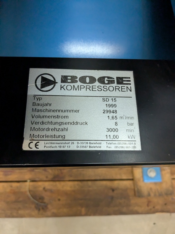 Boge SD15 Schraubenkompressor 11kW Kompressor