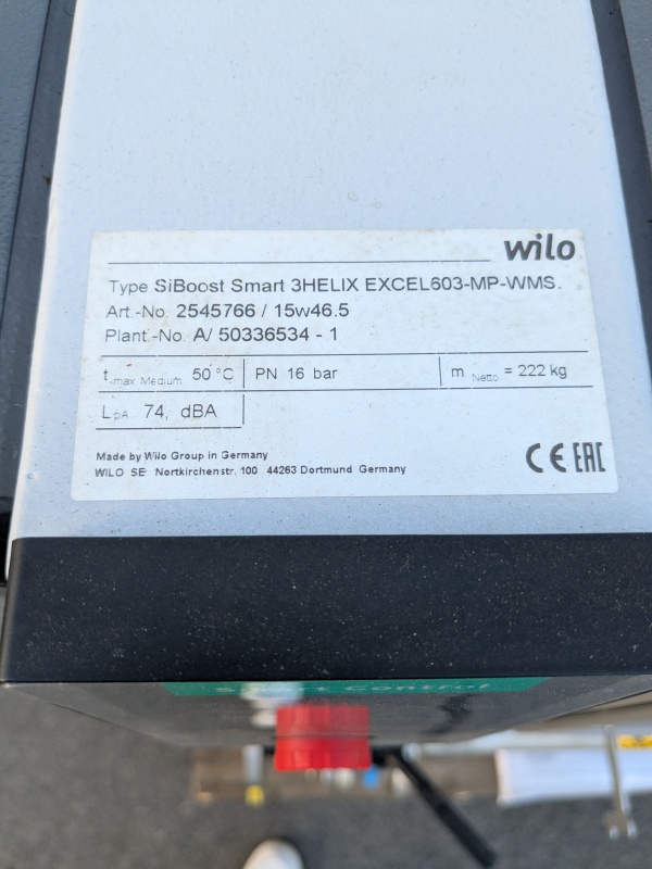 Wilo SiBoost Smart 3 Helix Exel603-MP-WMS Druckerhöhungsanlage