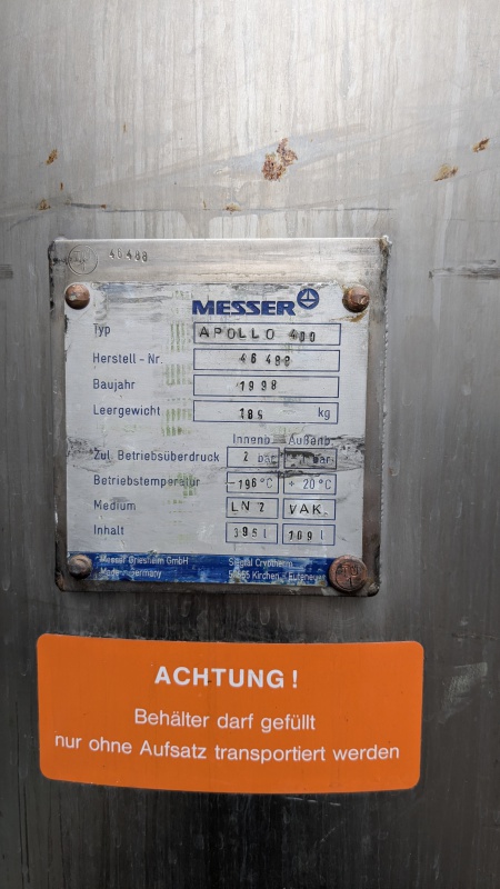 Messer Apollo 400 Kryobehälter Stickstoffbehälter LN2
